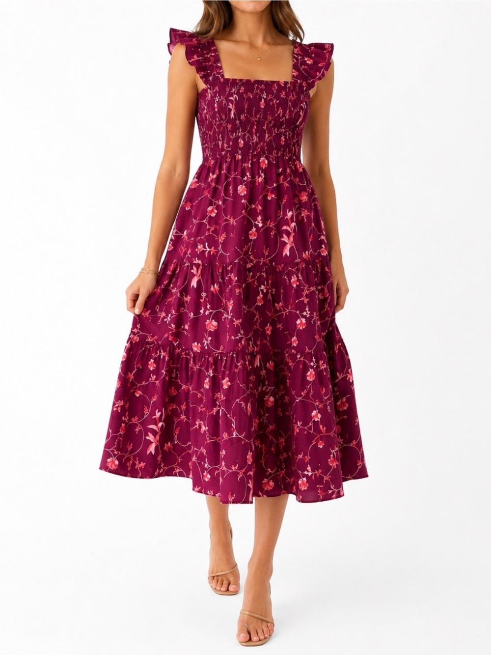 Hill House Home Ellie Nap Dress in Burgundy Botanical